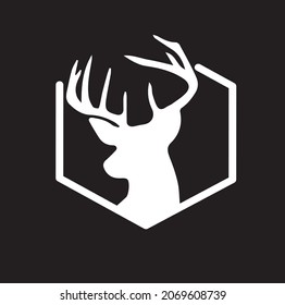 Logo design template, with a deer head icon in a circle. Vector logo design