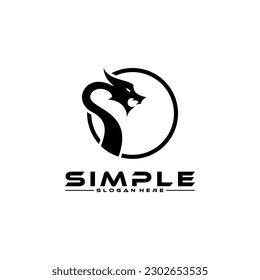 Logo design template, with a dragon head icon in a circle
