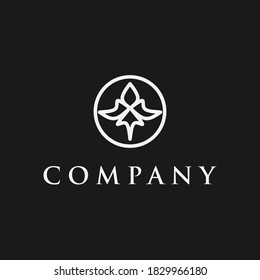 Logo design template, with elegant black and white lily flower icon