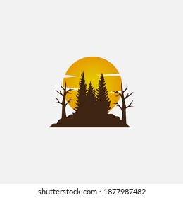 Logo design template, with a evergreen silhouette design