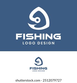 Modelo de design de logotipo, peixe e gancho ilustração design de logotipo de pesca para o seu negócio.