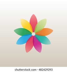 Logo design template a flower bud with bright petals, business icon, flat style, vector illustration.