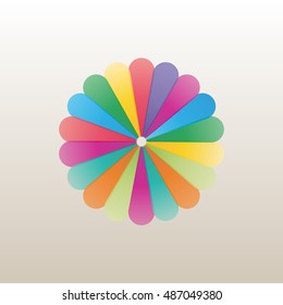 Logo design template a flower bud with bright petals, business icon, flat style, vector illustration.