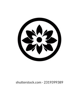 Logo design template. With flower and circle black and white