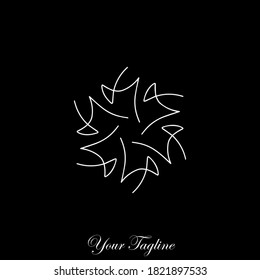 Logo design template, with a flower petal line art icon