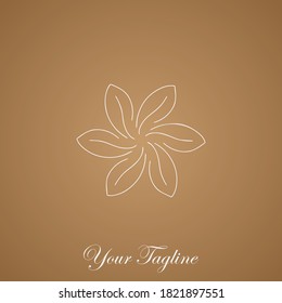 Plantilla de diseño de logotipos, con un icono de la línea pétala de flores
