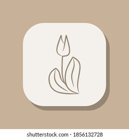 Logo design template, with a flower petal line art icon