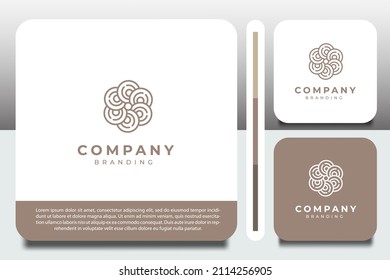 logo design template, with flower petal rounded outline icon