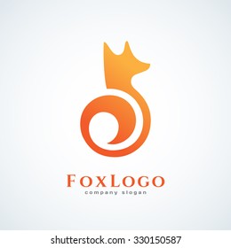 Logo design template with fox. Vector illustration.