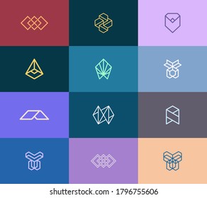 Plantilla de diseño de logotipos | conjunto de logotipos de líneas geométricas