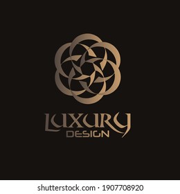 Logo-Design-Vorlage mit goldbraunem Luxusblumensymbol