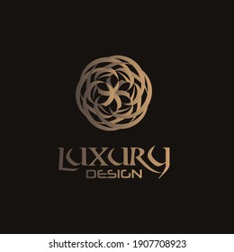 logo design template, with golden brown luxury flower icon