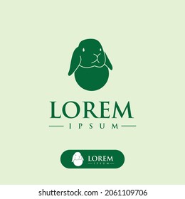 Logo design template, with green cute bunny icon