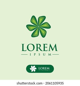Logo design template, with green flower petal icon