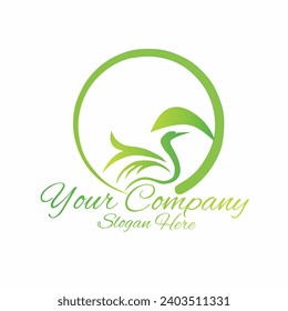 logo design template. Green and freshness concept. Bird icon and leaf icon. Suitable for spa, beauty, salon, cosmetics brand, business card, company, commercial, brand identity, Business, etc.