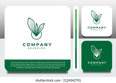 plantilla de diseño de logotipo, con icono de hojas verdes