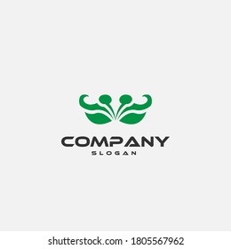 Logo design template, with a green lotus simple ornament icon