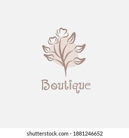Logo design template, with hand drawn beautiful plant icons
