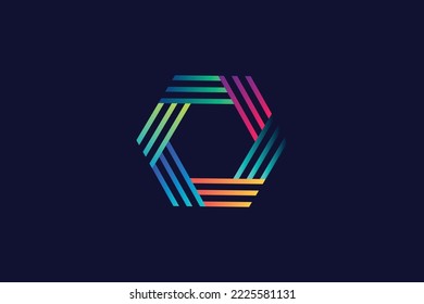 Logo design template, hexagon logo with circular pattern