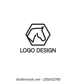 logo design template. horse shape line art