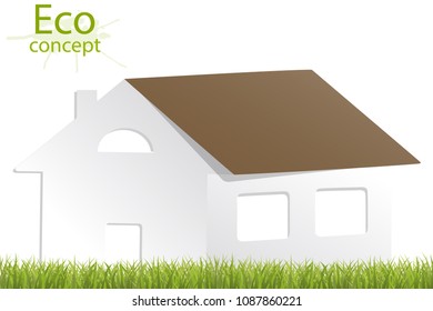 Logo design template for the house. Building vector silhouette. Vector logo illustration. The concept of ecology, to save the planet. Eco friendly. Environmentally friendly world.