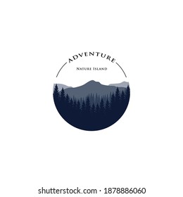 Logo design template, with icons and scenery, mountains, and plants
