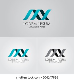 logo design template, interwoven blue ribbons