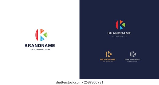 Logo design template with K alphabet. Letterform design. Mark or design template. Vector illustration.