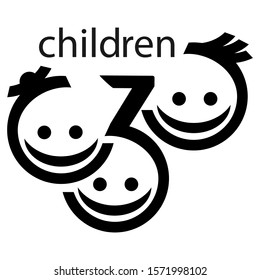 logo design template for kids. Playgroup, preschool, kindergarten logo template. Kids icons set, boys and girls, children symbols, vector illustration