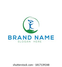 logo design template with leaf 