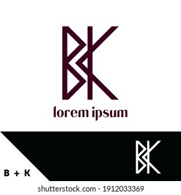 Logo design template. Letter B and K concept. Creative monogram inspiration. Monograms are often made by combining the initials of an individual or a company, used as recognizable symbols or logos.