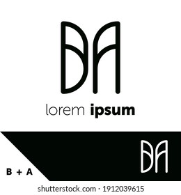 Logo design template. Letter B and A concept. Creative monogram inspiration. Monograms are often made by combining the initials of an individual or a company, used as recognizable symbols or logos.