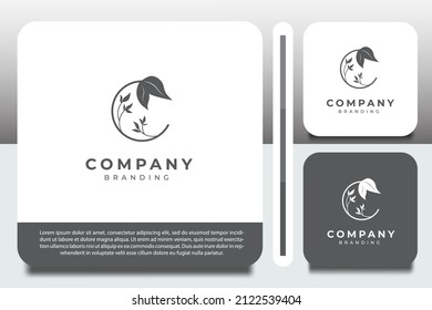 logo design template, with letter c icon leaf logo