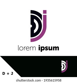 Logo-Design-Vorlage. Konzept von Letter D und J. Kreative Monogramm-Inspiration. Monogramme werden oft durch die Kombination der Initialen einer Person oder eines Unternehmens hergestellt, die als erkennbare Symbole oder Logos verwendet wird.