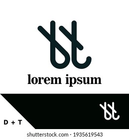 Logo design template. Letter D and T concept. Creative monogram inspiration. Monograms are often made by combining the initials of an individual or a company, used as recognizable symbols or logos.