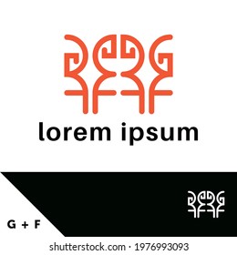 Logo design template. Letter G and F concept. Creative monogram inspiration. Monograms are often made by combining the initials of an individual or a company, used as recognizable symbols or logos.
