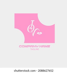Logo-Design-Vorlage mit dem Buchstaben L, O, V und Lippen-Bild, geeignet für das Logo der Schönheitsfirma