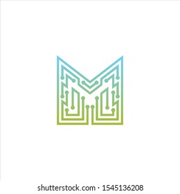Logo design template for Letter M  Technology
