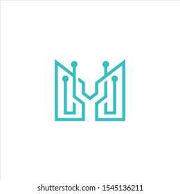 Logo design template for Letter M  Technology