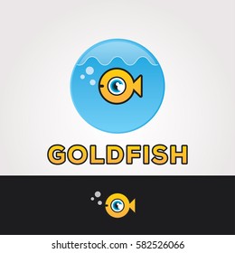 Logo design template. Letter O business symbol. Gold fish company concept sticker. Isolated vector icon illustration