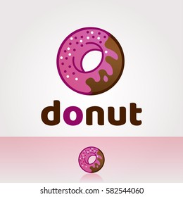 Logo design template. Letter O business symbol. Donut bakery concept sticker. Isolated vector icon illustration