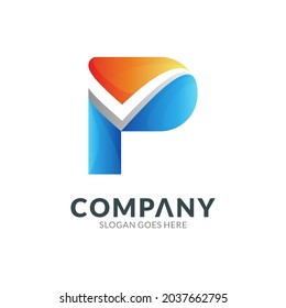 Logo-Design-Vorlage für Buchstaben P mit Markierung