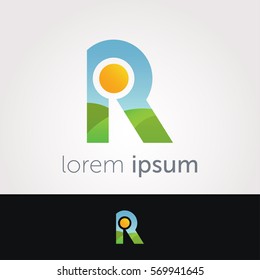 Logo Design Template. Letter R Creative Typographic Concept Icon