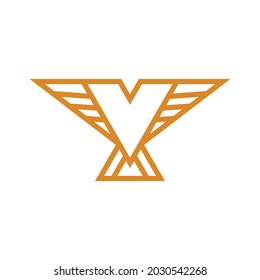 Logo design template, letter V with wings .