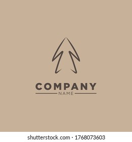 Logo design template, with line art tree icon