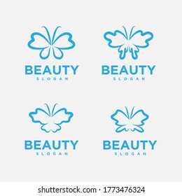 plantilla de diseño de logotipo, con icono de mariposa de línea
