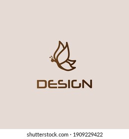 Logo design template, with line art butterfly icon