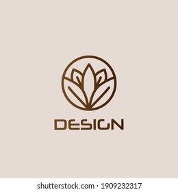 Logo design template, with line art lily flower icon