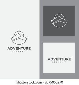 logo design template, with line art mountains icon