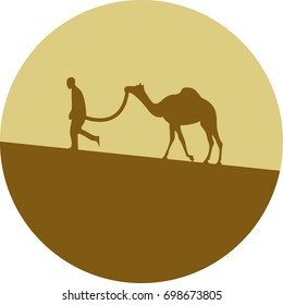 logo design template man, camel and road